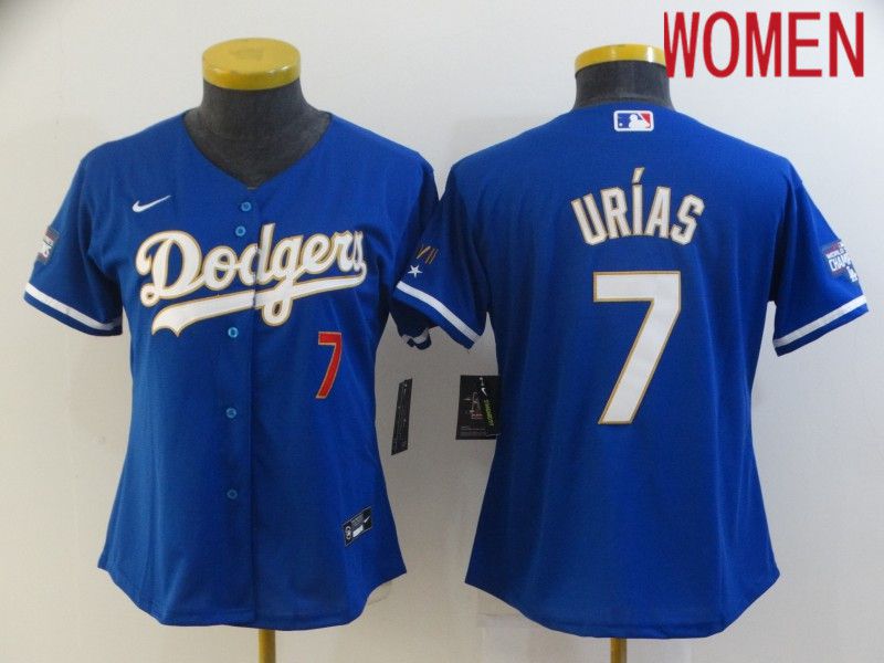 Women Los Angeles Dodgers 7 Urias Blue Game 2021 Nike MLB Jerseys